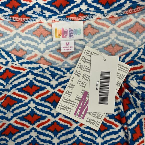 Lularoe Irma Short Sleeve Printed Oversized Tunic Top Blue Size M - Picture 7 of 7